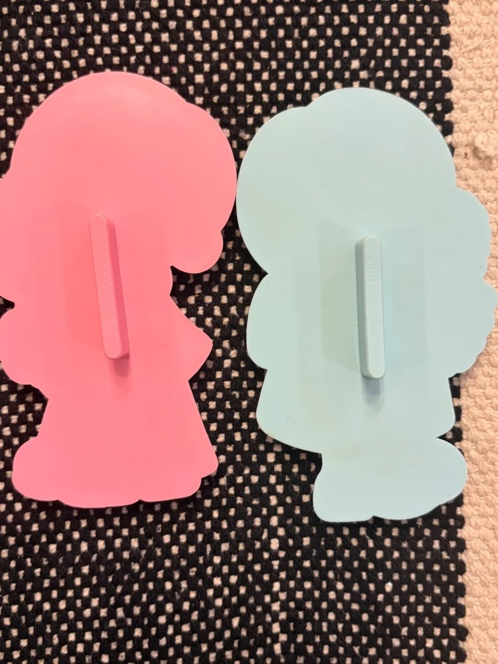 Vintage Hallmark Easter Cookie Cutters Pair 1970s Plastic Pink Blue Girl Egg